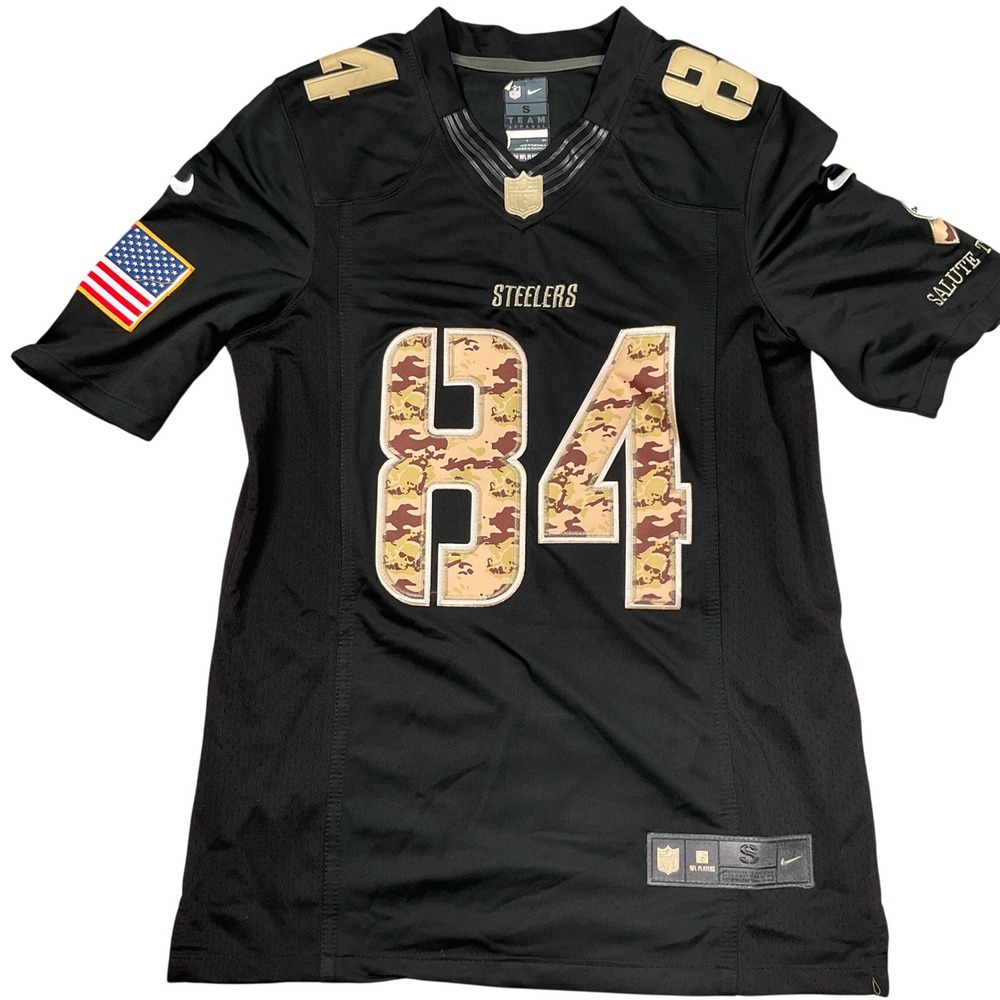 Nike NFL Pittsburgh Steelers Jersey Mens Sm Black Brown 84 Salute Camo Military